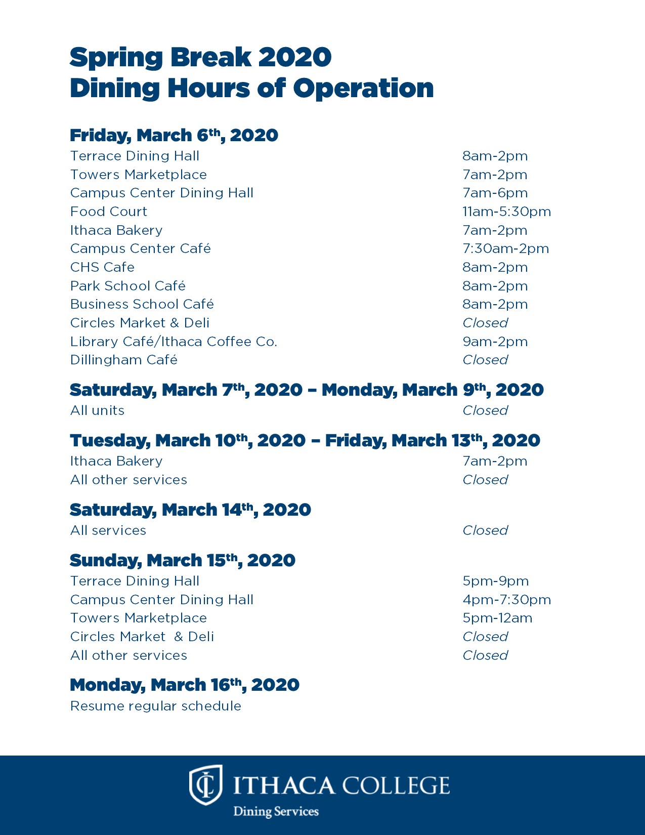 Retail Dining Campus Dining Ithaca College